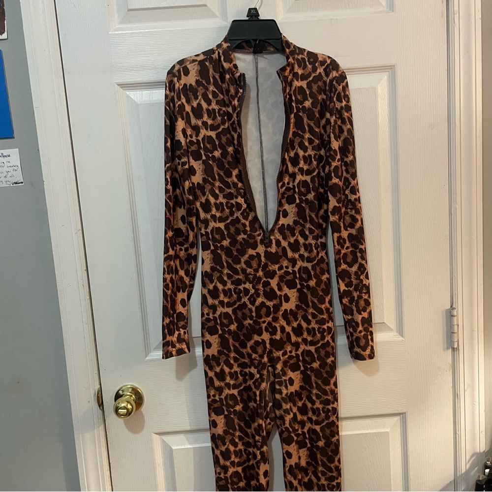 Leopard Print Women's Jumpsuit - Brown Animal Print
